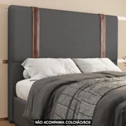 Cabeceira Cama Box Queen 160cm Estofada Glory Saturno Grafite Z04 - Mp