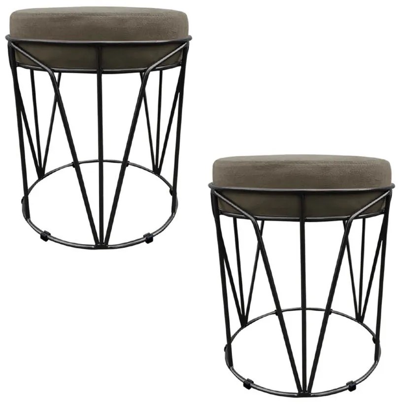 KIT 02 PUFF BABU SUEDE BASE PRETO DROSSI - Marrom Rato