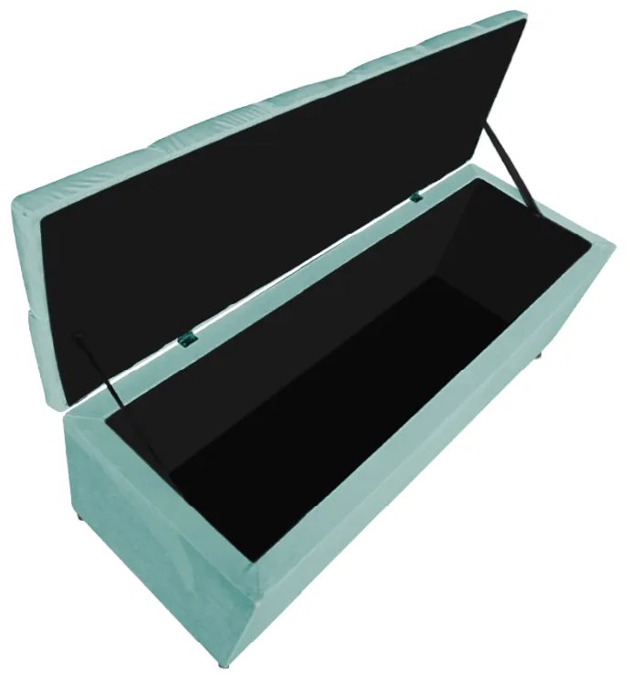 Calçadeira Estofada Liverpool 195 cm King Size Suede Azul Tiffany - ADJ Decor