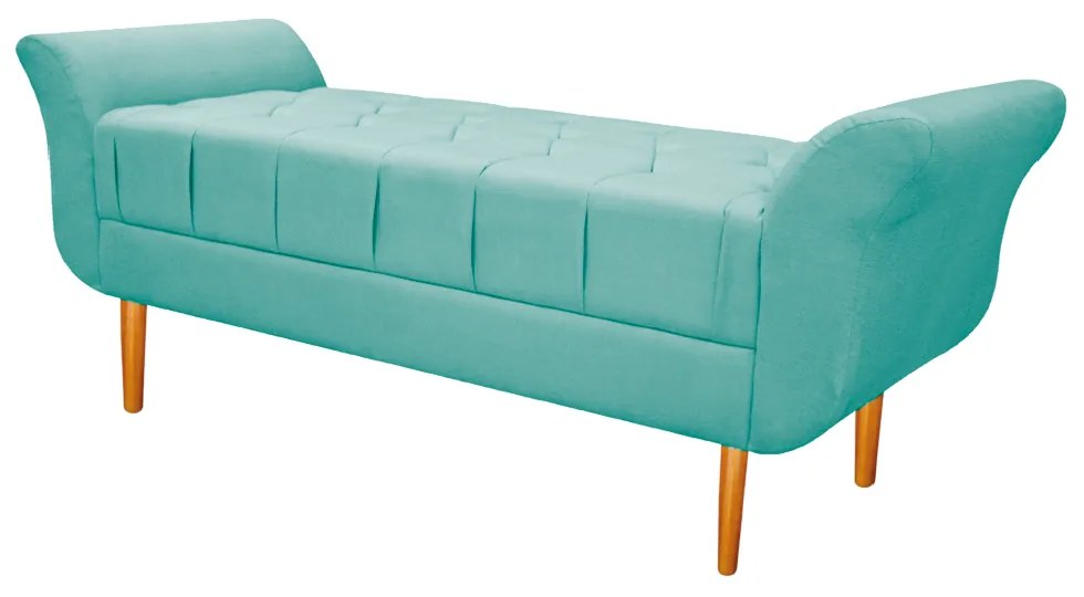Recamier Estofado Ari 100 cm Solteiro Suede Azul Tiffany - ADJ Decor