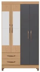 Guarda Roupa Solteiro 103cm com Espelho Dony A02 Freijó/Titanium - Mpo