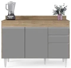 Balcão Gabinete para pia com Tampo 120cm Michigan Cast/Cinza - Lumil