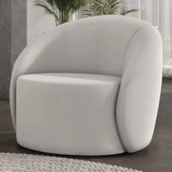 Poltrona Sala Decorativa Redonda 91cm Steve Veludo Cinza I01 - Mpozen