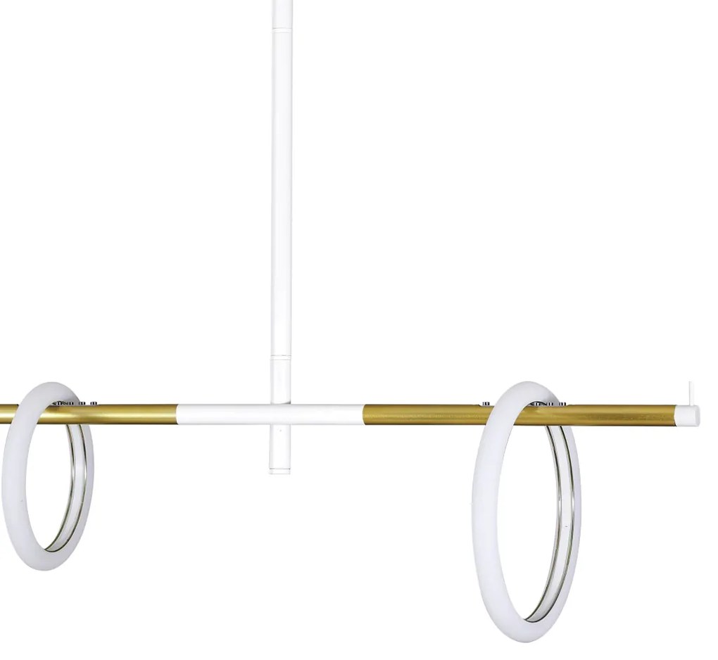 Pendente Ellos Com Haste Fixa 04 Argolas Magnéticas 120X100X30Cm Led 5... (Branco / Champanhe)