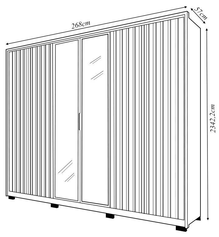 Guarda Roupa Casal Laguno 6 Portas de Bater com 4 Gavetas Ripado MDP Buriti/Fendi G11 - Gran Belo