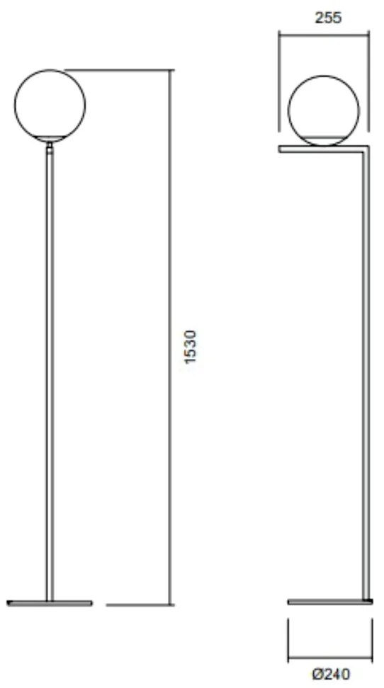 Coluna Angular Tubo Quadrado Ø26X153Cm 1Xe27 G45 / Globo Ø20Cm | Usina... (OC-M Ocre Metálico, CLEAR)