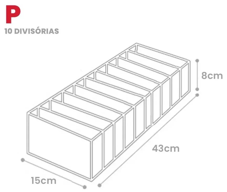 Kit Com 3 Organizadores de Gaveta Invisíveis P - 10 nichos