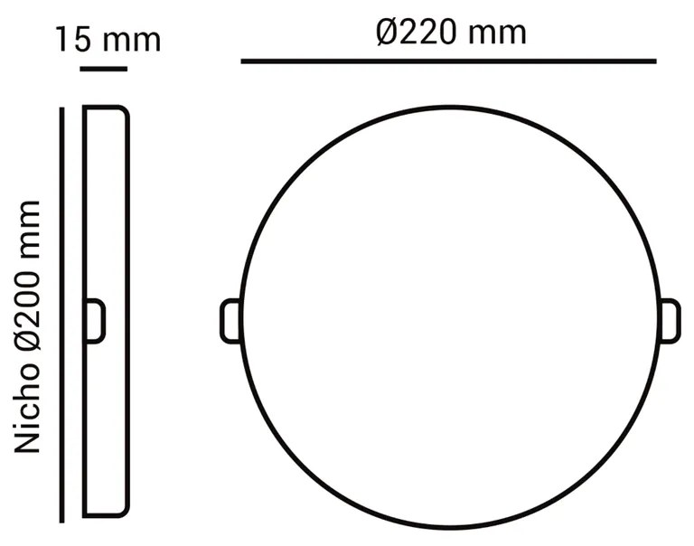 Luminária Semi Embutida Redondo 22W 3000K Led Bivolt Ø17X1,5Cm Downlig...