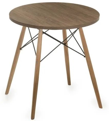 Mesa Eames 70 cm Tampo Redondo Imbuia Base Madeira Clara - 28584 Sun House