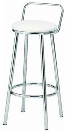 Banqueta Compass Assento Courino Branco Cromada 82 cm (ALT) - 55779 Sun House