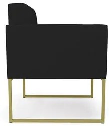 Sofá Namoradeira e 1 Poltrona Base Industrial Dourado Ana Linho Preto
