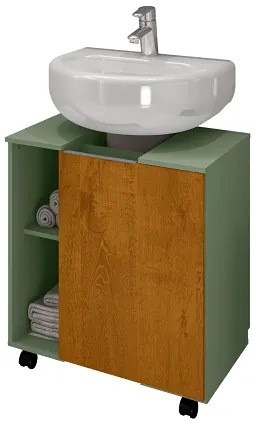 Gabinete Para Banheiro Pequin Pistache/Naturalle – Bechara Móveis