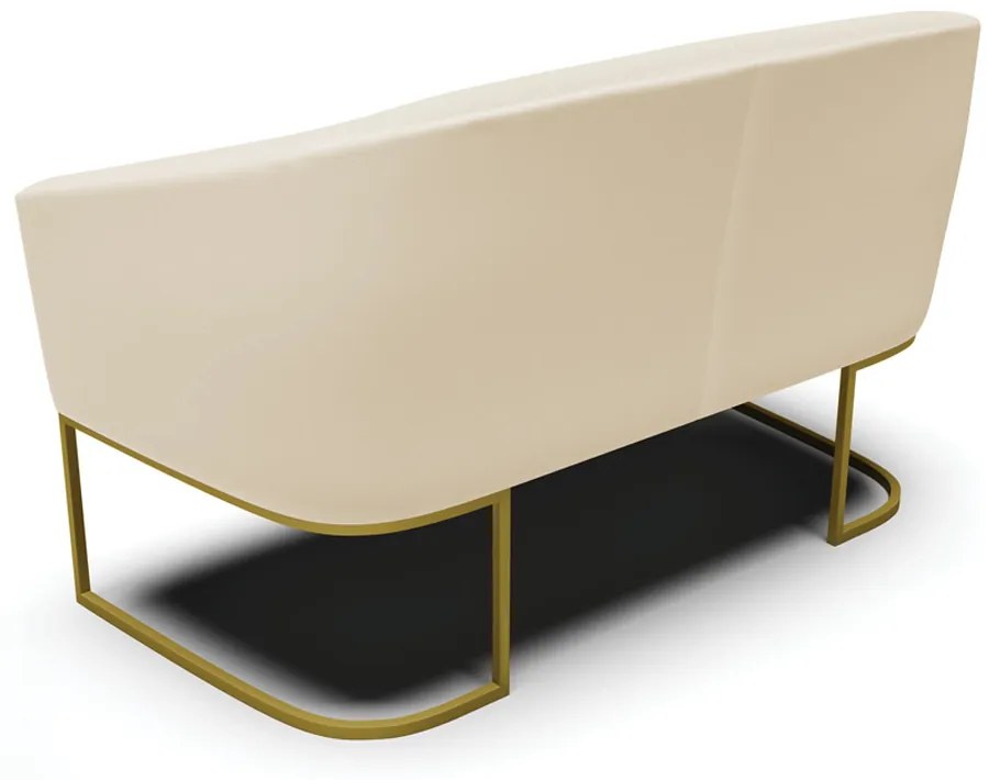 Sofá 2 Lugares Namoradeira Industrial Dourado Stella Sintético Bege D03 - D'Rossi