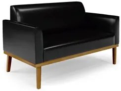 Sofá Namoradeira e 2 Poltronas Base Madeira Castanho Maressa Sintético