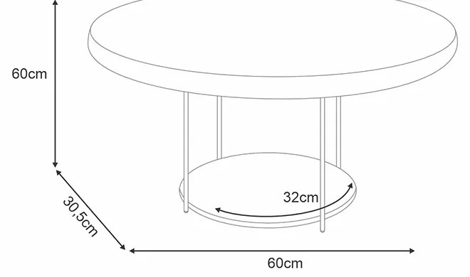 Mesa de Centro Redonda MDF Pés Metálicos Mia Cinamomo H01 - D'Rossi