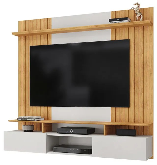 Painel Suspenso Ripado Decorativo Vilgax TV 65" Portas Basculantes Bali/Cedro G18 - Gran Belo