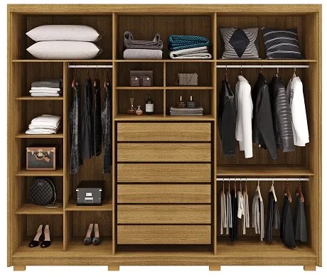 Guarda Roupa Dubai Majestic 6 Portas e 6 Gavetas Nature/Fendi - Vila Rica Móveis