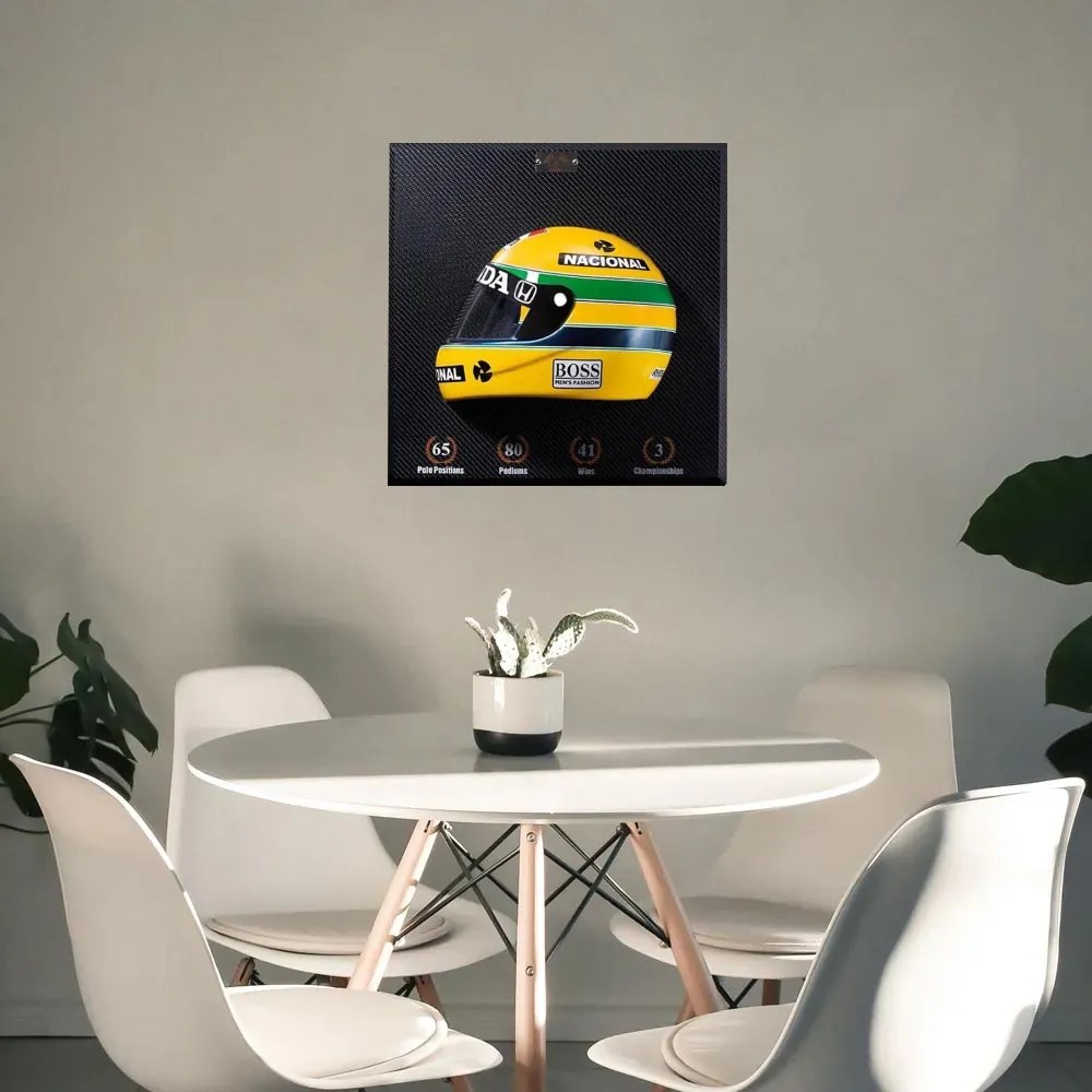 Quadro 3D Decorativo Helmet F1 SN 1988 Amarelo - Gran Belo