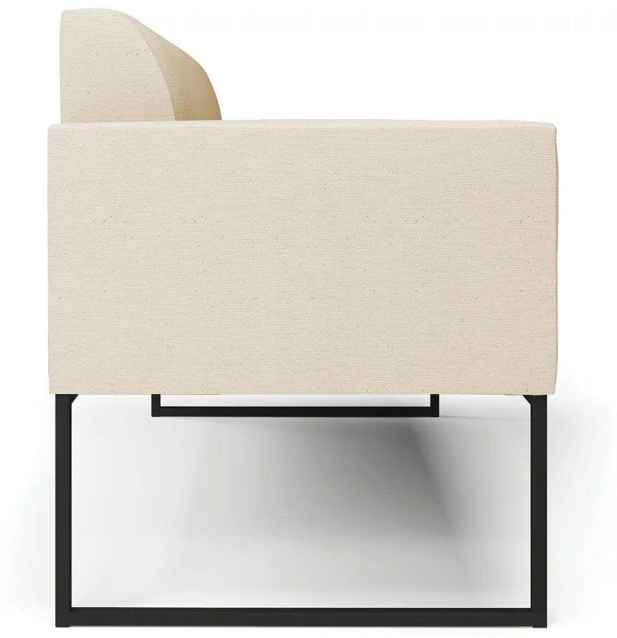 Sofá Namoradeira Base Industrial Preto Marisa Linho - A27 Areia