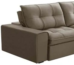 Sofá Retrátil Reclinável 3 Lugares 230cm Argon F05 Veludo Castor - Mpo