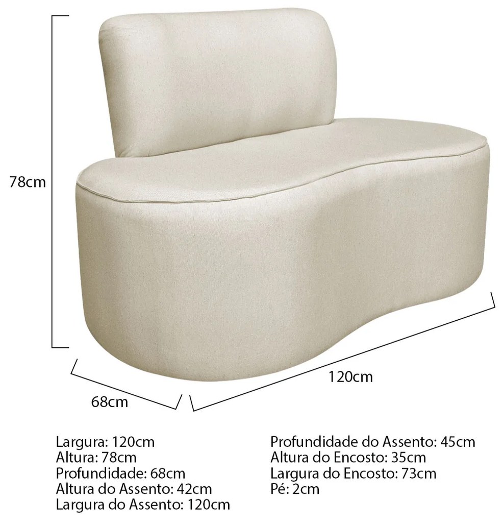 Sofá Curvo 2 Lugares Amsterdã 120cm Bouclé - ADJ Decor