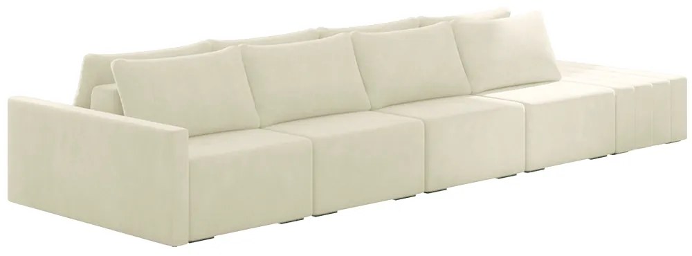 Sofá Ilha Modulado Milos 432cm Puff Lateral Veludo Bege G33 - Gran Belo