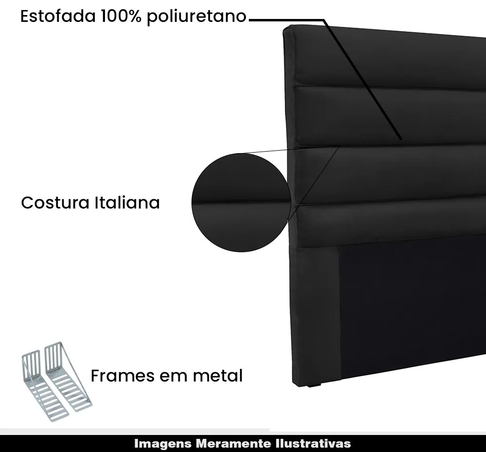 Cabeceira Decorativa 1,40M Guess Veludo Preto G63 - Gran Belo