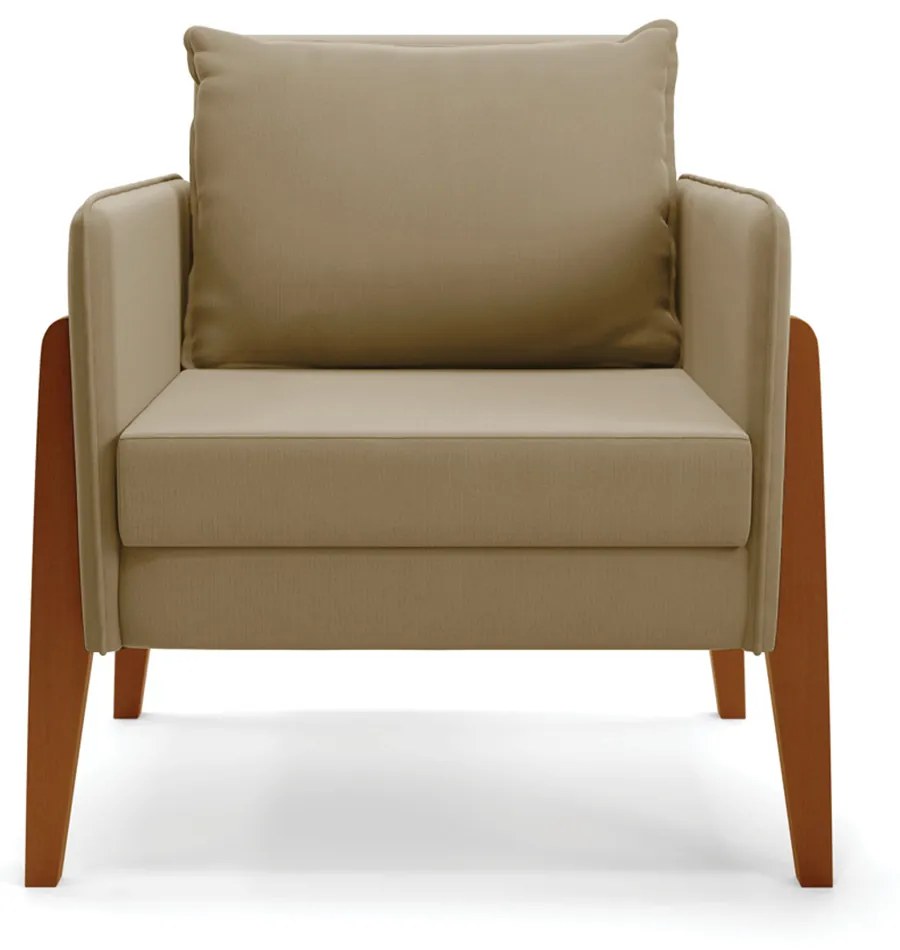 Poltrona Lana Suede Base de Madeira - D'Rossi - Marrom Rato