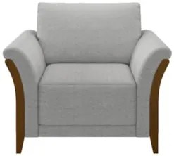 Poltrona Decorativa Sala de Estar 102cm Pés Madeira Roya Z32 Linho Cin