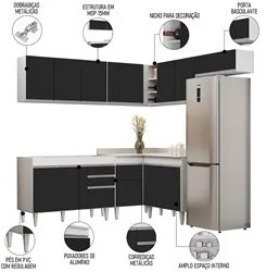 Armário de Cozinha Modulado de Canto 7 Peças CP19 Balcão sem Tampo Bra