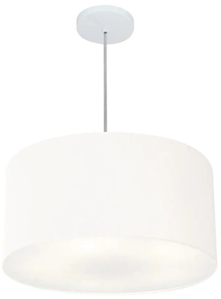 Lustre Pendente Cilíndrico Md-4242 Cúpula em Tecido 45x25cm Branco - Bivolt
