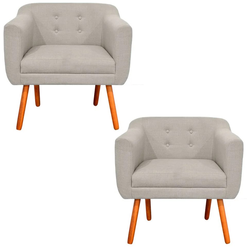 KIT 02 POLTRONAS JULIA LINHO FINO BEGE A
