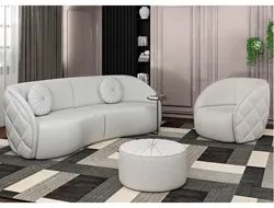 Sofá Decorativo 4 Lugares 318cm com Almofadas e Poltrona Zion M22 Bouc