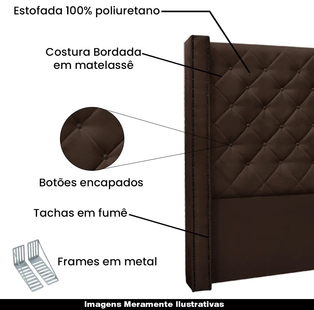 Cabeceira Decorativa King Size 2,19M Loewe Suede Café G63 - Gran Belo