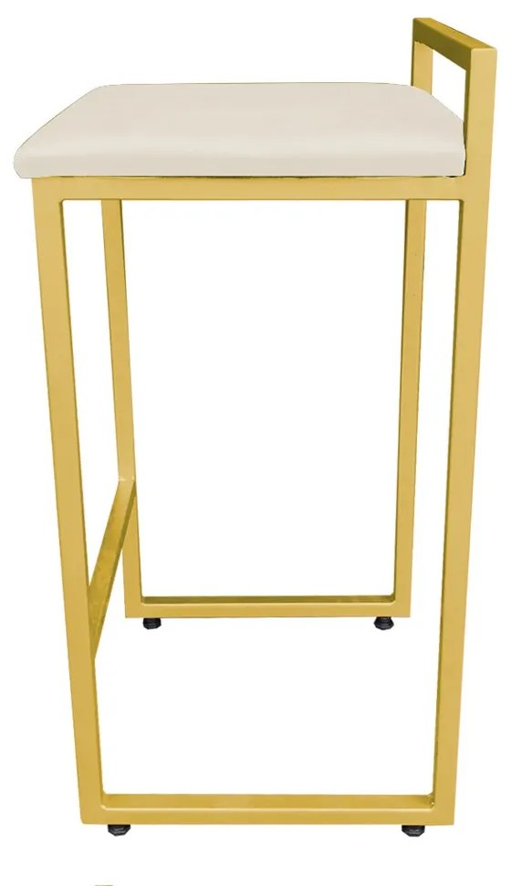 Banqueta Alta Industrial Pietra Suede Bege Base Dourado D'Rossi