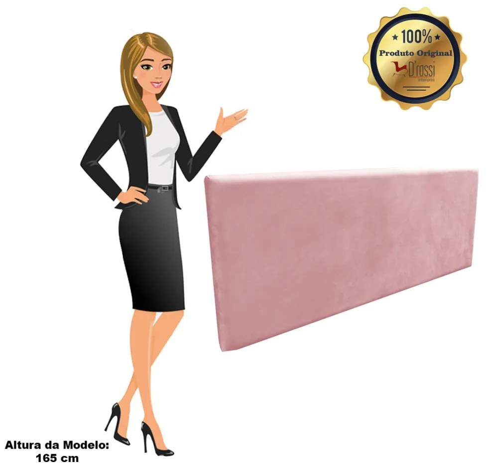 Cabeceira Painel Clean para Cama Box Casal 160 cm Suede M11 - D'Rossi - Rose