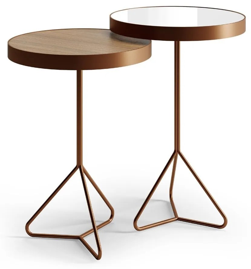 Mesa Lateral Kawi Redonda Tampo Espelho com Aro Metálico Base Aço Carbono com Pintura Epóxi