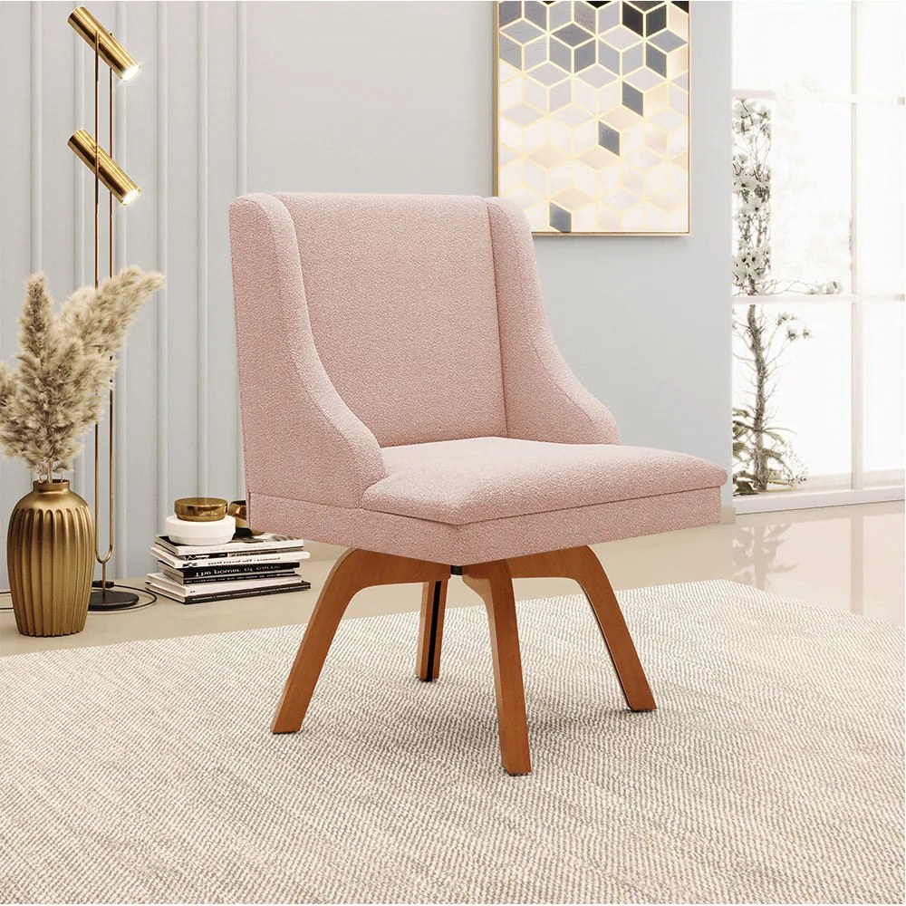 Cadeira Sala de Jantar Giratória MM35 Liz Bouclê D03 - D'Rossi - Rose