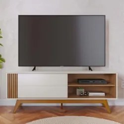 Rack Bancada Para TV 60 Pol 160cm Diana Off White/Freijó C05 - Mpozena