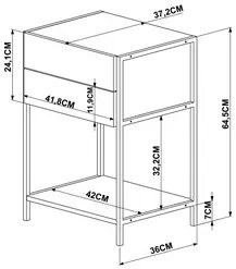 Mesa de Cabeceira 2 Gavetas Estilo Industrial Steel Quadra 27855 Vermo