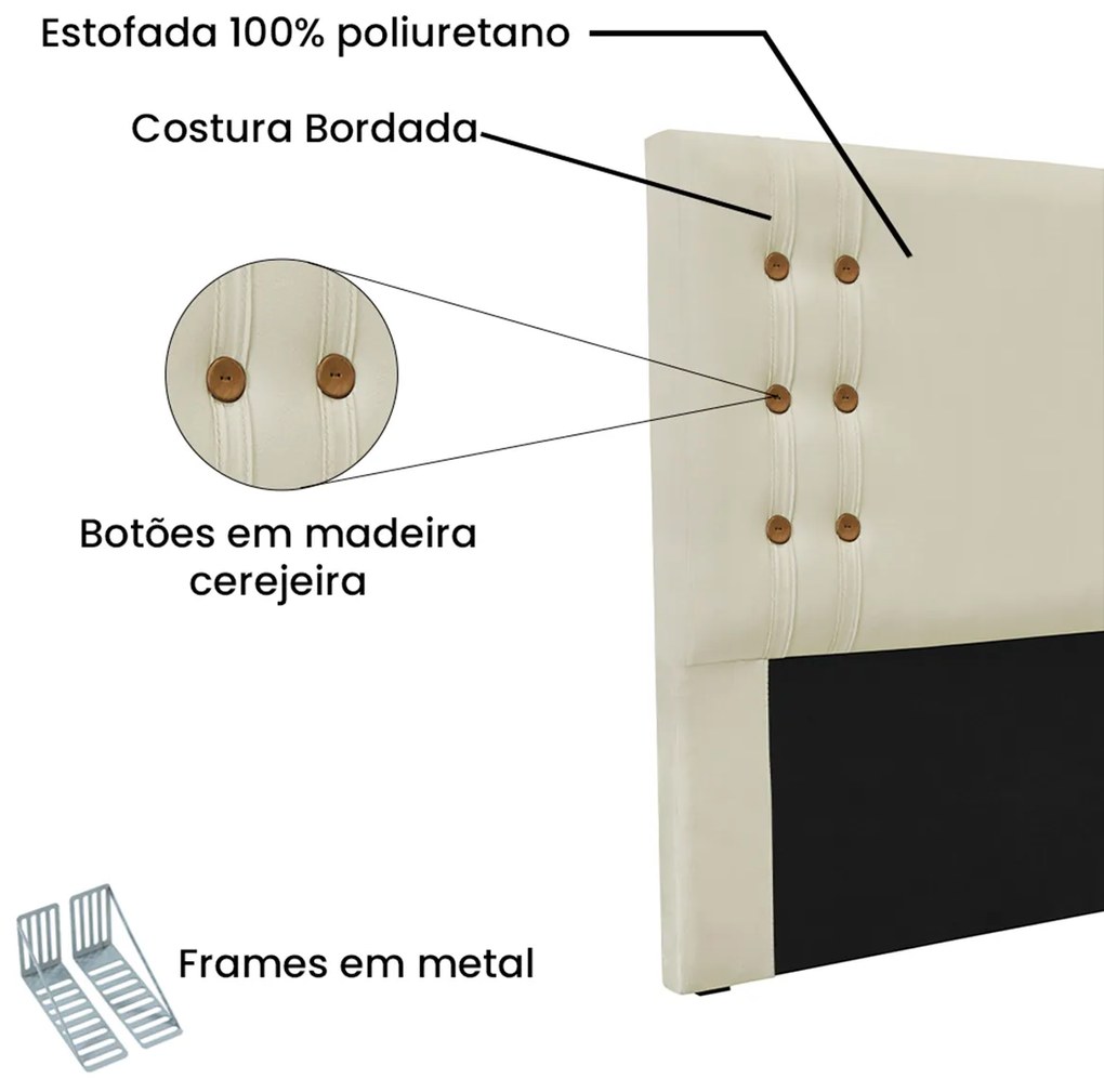 Cabeceira Estofada Santorini 140cm Casal Veludo - ADJ Decor