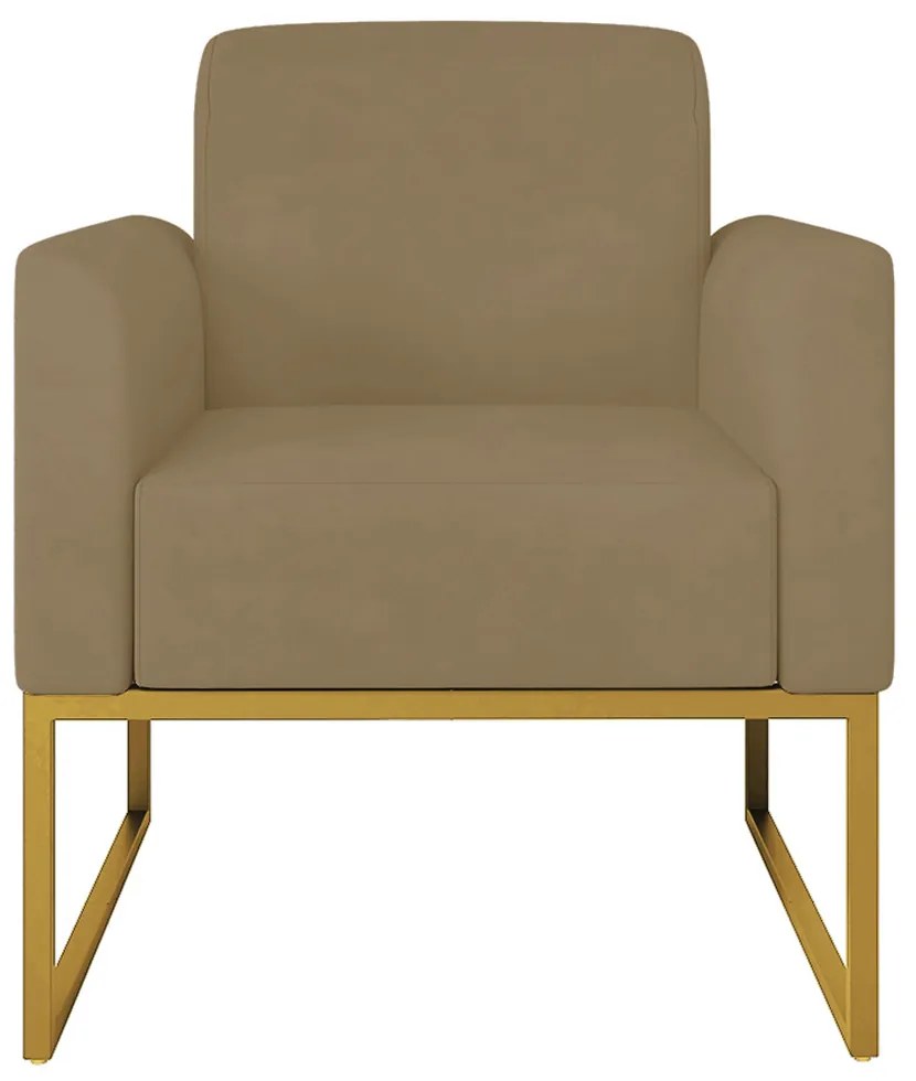 Poltrona Decorativa Isabella Base Industrial Suede Nude/Dourado G19 - Gran Belo
