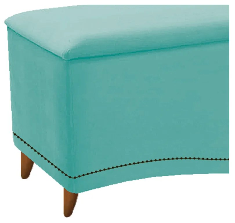 Calçadeira Estofada Yasmim 195 cm King Size Suede Azul Tiffany - ADJ Decor