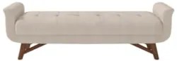 Puff Recamier Calçadeira 195cm Base Madeira Neville Z37 Linho Bege Cru
