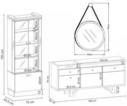 Cristaleira Aruan Buffet Ellora e Espelho Adnet 54cm H01 Off White/Cin