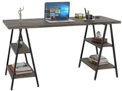 Mesa Escrivaninha Cavalete 150cm Estilo Industrial Prisma C08 Carvalho