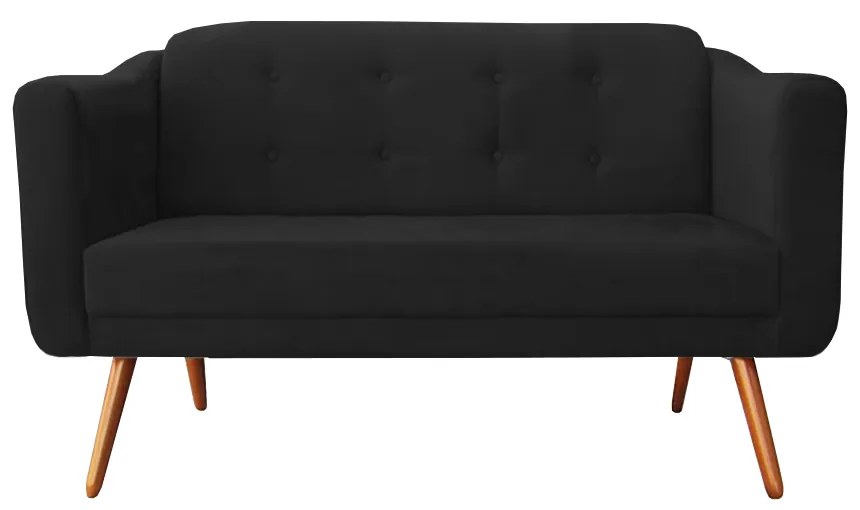 Namoradeira Bruna 1,40 m 2 Lugares Pés Palito Suede Preto