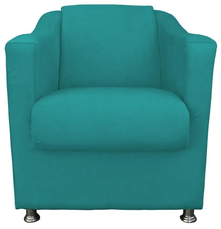 Poltrona Puff Cecilia Suede Liso Sala Recepção Azul Tifanny