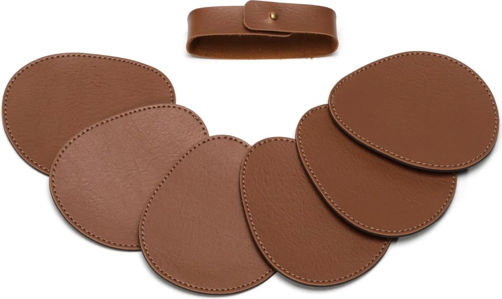 Jogo 06 Porta Copos Pop Sottile Casa em Couro PU - Havana  Havana