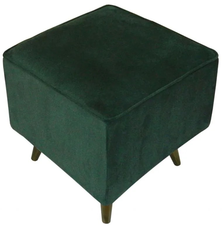Puff Quadrado Modena Sigma em Suede com Pés Palito Inclinado - Verde